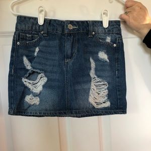 Mini jean skirt.